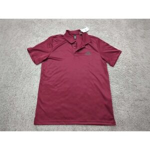 Adidas Polo Shirt Mens Medium Red Short Sleeve Logo D2M‎ Golf Athletic NEW